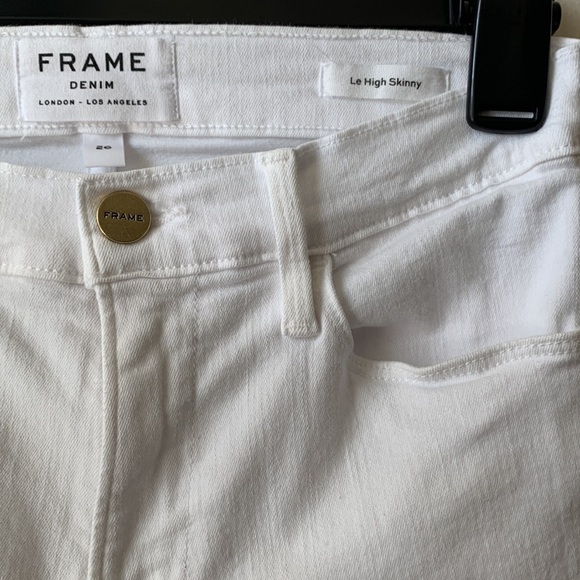 FRAME Le High Skinny white jeans front slit size 26 - Picture 6 of 12